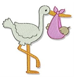 Stork & Baby Embroidery Design | EmbroideryDesigns.com