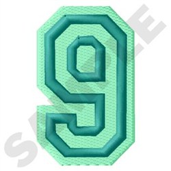 Jersey Number 9 Embroidery Design | EmbroideryDesigns.com