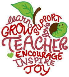 Teacher Word Cloud Embroidery Design | EmbroideryDesigns.com