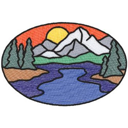 Stain Glass Mountain Embroidery Design | EmbroideryDesigns.com