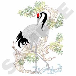 Premium Embroidery Design: Okinawa Crane with Bamboo3 sizes