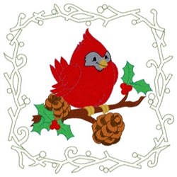 Cardinal Quilt Square Embroidery Design | EmbroideryDesigns.com