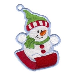 Free Snowman Sledding Ornament Embroidery Design | EmbroideryDesigns.com