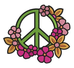 Peace Flowers Embroidery Design | EmbroideryDesigns.com