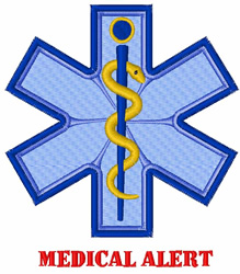 Medical Alert Embroidery Design | EmbroideryDesigns.com