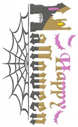 Spider Web Halloween Castle Embroidery Design