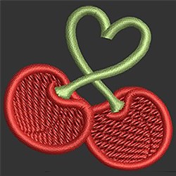 Heart Cherries Embroidery Design, Cherry Hearts Embroidery Design