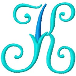 Blue Monogram Font K Embroidery Design | EmbroideryDesigns.com
