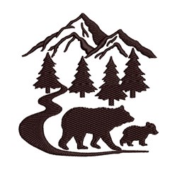 BEAR MOUNTAIN SCENE Embroidery Design | EmbroideryDesigns.com