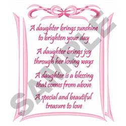 NEW DAUGHTER POEM Embroidery Design | EmbroideryDesigns.com