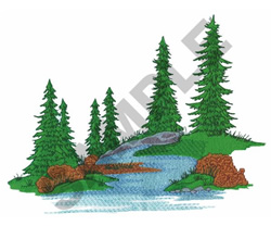 RIVER WITH TREES Embroidery Design | EmbroideryDesigns.com