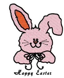 Pink bunny happy easter embroidery design  embroiderydesignscom Pink bunny happy easter embroidery design  embroiderydesignscom