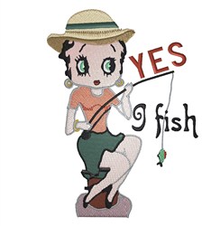 Betty Boop Fishing Embroidery Design | EmbroideryDesigns.com