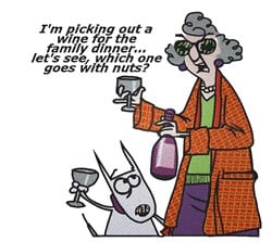 Maxine Picking Out Wine Embroidery Design | EmbroideryDesigns.com