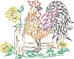 Flower Rooster Embroidery Design | EmbroideryDesigns.com