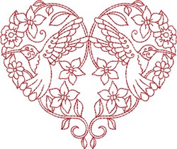 Hummingbird Heart 1 Embroidery Design | EmbroideryDesigns.com