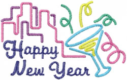 Happy New Year Embroidery Design | EmbroideryDesigns.com