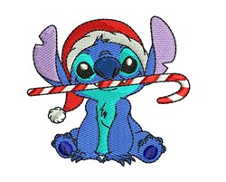 Stitch and Candy Cane Embroidery Design | EmbroideryDesigns.com