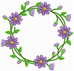 Purple Flower Wreath Embroidery Design | EmbroideryDesigns.com