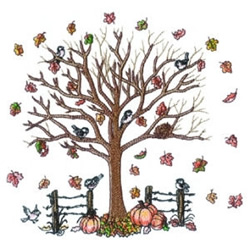 Autumn Tree Scene Embroidery Design | EmbroideryDesigns.com