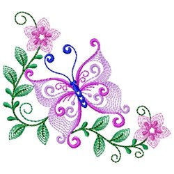 Butterfly Flowers Embroidery Design | EmbroideryDesigns.com