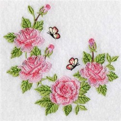 Butterfly Roses Embroidery Design | EmbroideryDesigns.com