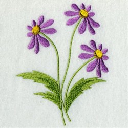 Purple Daisies Embroidery Design | EmbroideryDesigns.com