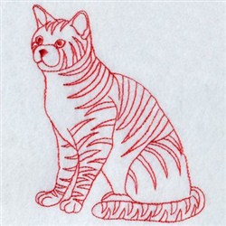 Redwork Kitten Embroidery Design | EmbroideryDesigns.com