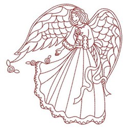 Redwork Love Angel Embroidery Design 