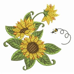 Sunflower Buzzing Bee Embroidery Designs Machine Embroidery Designs