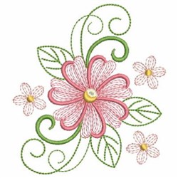 Swirly Pink Flowers Embroidery Design | EmbroideryDesigns.com