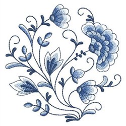 Delft Blue Flower Embroidery Design | EmbroideryDesigns.com