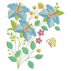 Blue Flowers Embroidery Design | EmbroideryDesigns.com