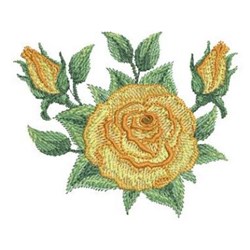 Realistic Yellow Roses Embroidery Design | EmbroideryDesigns.com