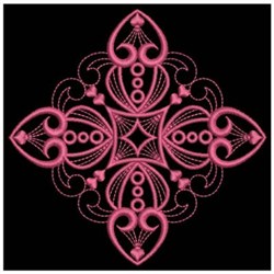 Pink Floral Circle Quilt Block Embroidery