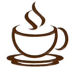 Steaming Coffee Outline Embroidery Design | EmbroideryDesigns.com