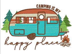 Happy Camping Place Embroidery Design | EmbroideryDesigns.com