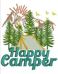 Happy Camper Embroidery Design | EmbroideryDesigns.com