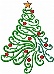 Swirly Christmas Treet Embroidery Design | EmbroideryDesigns.com