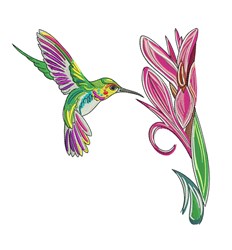 Hummingbird Bloom Embroidery Design | EmbroideryDesigns.com