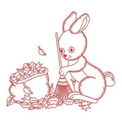 Redwork Autumn Rabbit Embroidery Design | EmbroideryDesigns.com