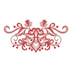 Redwork Jacobean Flower Border Embroidery Design | EmbroideryDesigns.com