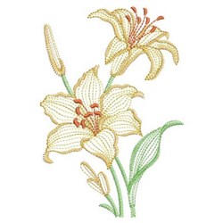 Vintage Lily Plant Embroidery Design | EmbroideryDesigns.com