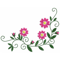 Wind Bell Embroidery Embroidery Design: Floral Corner 3.88 inches H x 5 ...