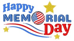 Happy Memorial Day Embroidery Design | EmbroideryDesigns.com