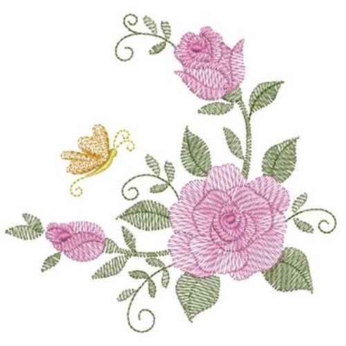 Vintage Rose Corner Embroidery Designs, Machine Embroidery Designs At 