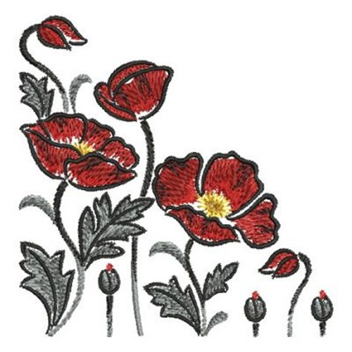 Painting Poppies Corner Embroidery Designs, Machine Embroidery Designs ...