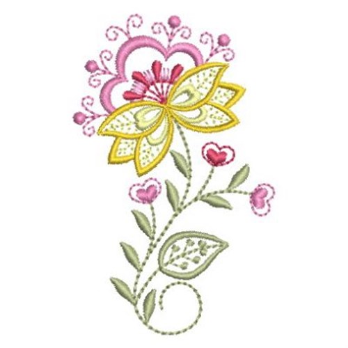 Yellow Jacobean Flower Embroidery Designs, Machine Embroidery Designs ...