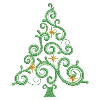 Swirly Christmas Tree Embroidery Designs, Machine Embroidery Designs at ...
