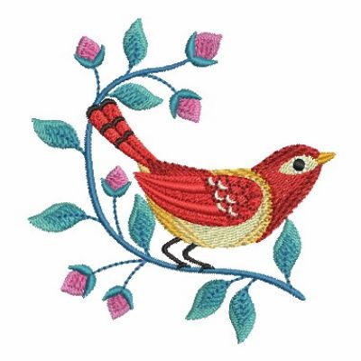 Set Embroidery designs two bird on flower tree branch Textured Machine Embroidery Design SPR14 SPR15